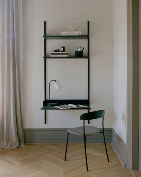 Wall Shelf Desk Workspaces, Fka Twigs Tiny Desk, Vintage Shelf Desk, Ferm Living Sector Desk, Woud Stedge Shelf, Modern Outdoor Table, Wall Storage Systems, Scandinavian Minimalist, Studio Interior Design