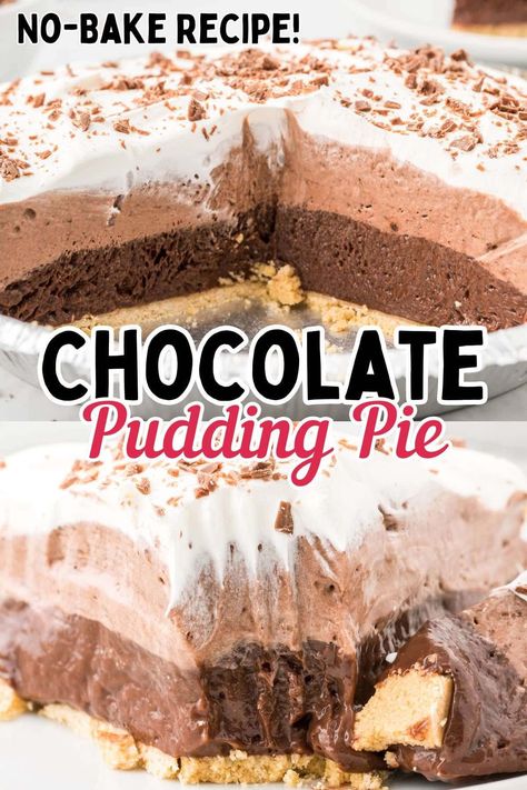 Chocolate Pudding Pie Chocolate Delight Graham Cracker Crust, Easy Dessert Pie, Graham Cracker Crust Chocolate Pie, Cool Whip Chocolate Pudding Pie, Jello Chocolate Pie, Desserts Using Cool Whip, Chocolate Pudding Dessert Easy, Pudding Pies No Bake, Chocolate Pudding Pie Easy Jello