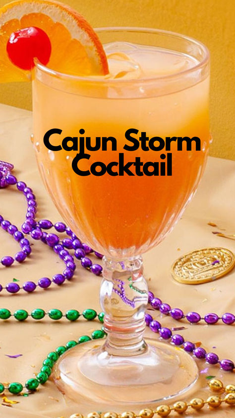 Cajun Storm Cocktail New Orleans Cocktails Recipes, Cajun Martini Recipe, Cajun Margarita, Cajun Drinks, Mardi Gras Drinks Cocktails, Cajun Cocktails, New Orleans Cocktails, Spiced Rum Drinks, New Orleans Drinks