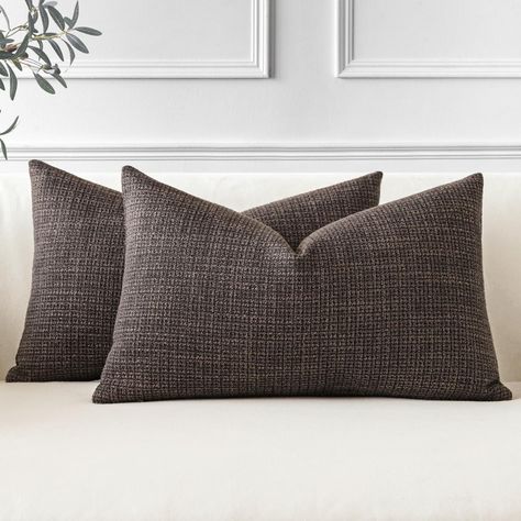 PRICES MAY VARY. Linen ✅Size & Cozy Soft Meterial :16 x 24 Inch / 40 x 60cm. Set of 2, No Insert.Suitable for sofa,bed,home,office.These Decorative Pillow Covers Are Made of Durable Linen,Comfortable and Super Soft Touch,Both Sides Same. ✅Amazing Linen Throw Pillowcases: They will show two very different glosses if you look in two different directions, one is bright and smooth, the other is soft and plush. ✅Add Style To Your Home: Rich Solid Color Throw Pillow Covers, Brings Luxury Look to Your Home Decorative, Bed, Sofa, Couch, Chair, Car, Patio, Farmhouse, Bedroom, Office, Indoor & Outdoor, Etc. ✅Invisible Zipper – Designed with a conceal zipper, more beautiful and practical. Exquisite sewing, hardly visible thread ends. Disassemble Freely, Convenient to Change. The Color of Fabric is Be Pillow Covers For Brown Sofa, Throw Pillows Bedroom Gray, Pillow Combinations For Dark Gray Couch, Brown Leather Pillows On Gray Couch, Gray Pillows On Brown Couch, Dark Brown Couch With Navy Pillows, Euro Pillows On Sofa, Throw Pillows For Brown Leather Couch Living Rooms, Dark Print Pillow Combinations For Bed