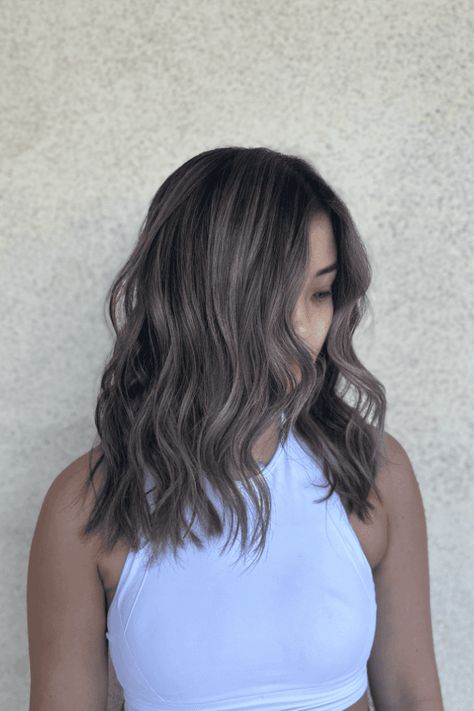 ashy brunette hair, hair color trends 2024, brunette hairstyles Ash Balayage On Dark Hair, Ashy Brunette Balayage, Ashy Brunette Hair, Ashy Brunette, Brunette Hair Ideas, Ash Balayage, Ash Brown Balayage, Ashy Hair, Frosted Hair