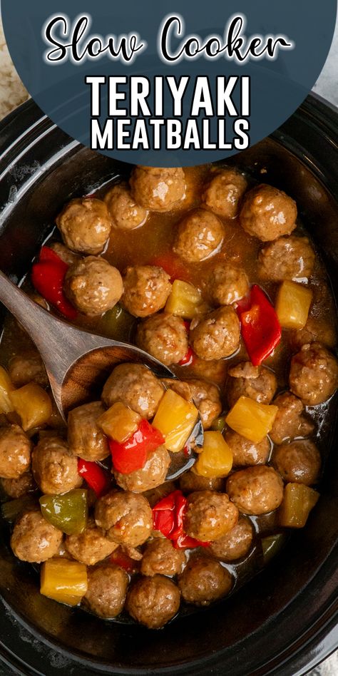 Make weeknight dinners a breeze with these flavorful Slow Cooker Teriyaki Meatballs! Tender meatballs simmered in a delicious homemade teriyaki sauce, perfect over rice or noodles. Easy, tasty, and sure to please the whole family! Slow Cooker Teriyaki Meatballs, Korean Meatballs Crockpot, Teriyaki Frozen Meatballs, Crockpot Homemade Meatballs, Teriyaki Meatball Recipes, Teriyaki Meatballs Crockpot, Slow Cooker Chinese Recipes, Hawaiian Meatballs Crockpot, Homestyle Meatballs