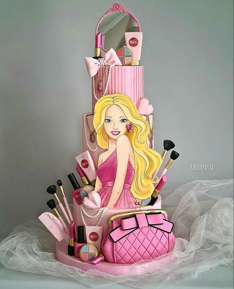 Barbie cake decor inspo, cute cakes, 5th birthday cake, cake decor ideas, girl birthday cakes Cake Decor Ideas, Barbie Cake Designs, Cake Paris, Girl Birthday Cake, Birthday Cake Cake, Barbie Birthday Cake, Barbie Theme Party, 5th Birthday Cake, Fondant Cake Designs