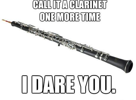 If you do, iight just punch you. I'd rather you ask than assume it's a clarinet Oboe Music, Marching Band Problems, Marching Band Memes, Band Problems, Clarinets, Musician Humor, Marching Band Humor, Band Jokes, Music Jokes