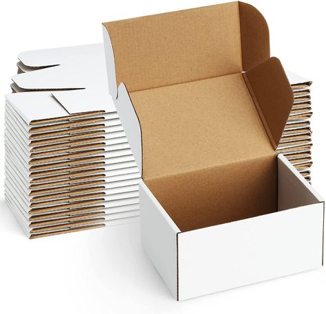 Amazon.com: Poever Shipping Boxes 6x4x3 inches Small Mailing Boxes 25 Pack White Cardboard Corrugated Box Mailers : Office Products Corrugated Box Design, White Box Packaging, Mailer Box Design, Meal Box, Corrugated Carton, Cardboard Storage, Food Boxes, Paper Food, Heels Wedding