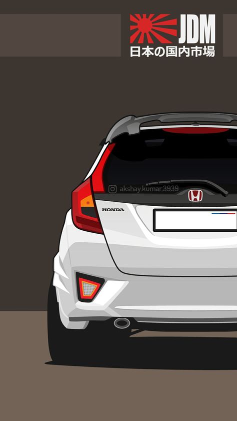 See more such wallpapers on my Instagram page Honda Jazz Sport, Honda Brio, Honda Vtec, Honda Fit Jazz, Cars Art, Car Jokes, Mobil Drift, Jdm Wallpaper, Honda Civic Hatchback