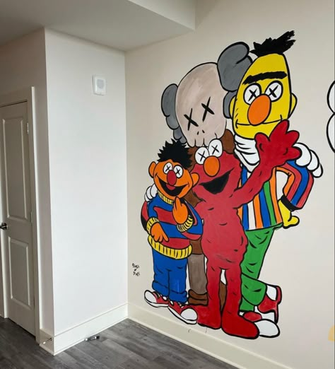 Bedroom Art Painting, Kaws Painting, Easy Graffiti, Easy Graffiti Drawings, Simpsons Drawings, Graphic Wall Art, Hippie Painting, Cute Canvas Paintings, Wall Paint Designs