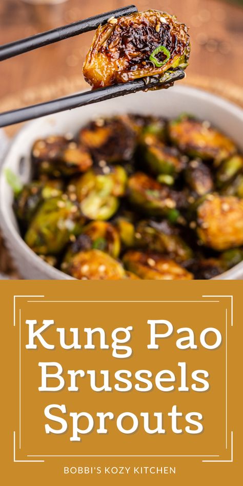 Kung Pao Brussels Sprouts (Keto and Vegan) Stir Fry Brussel Sprouts, Asian Brussel Sprouts, Chicken Brussel Sprouts, Brussel Sprouts Recipes Easy, Brussel Sprout Recipes Roasted, Chicken Roasted, My Keto, Plant Based Diet Recipes, Roasted Brussels Sprouts