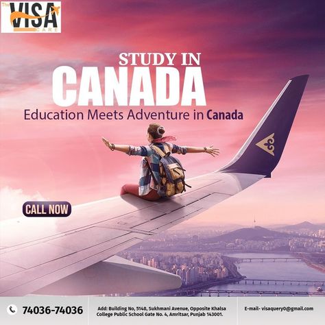 Study In Canada Social Media Post, Education Consultancy Poster, Canada Poster Design, Abroad Study Poster, Study In Canada Creative Ads, Study Abroad Ads, Study Abroad Poster Design, Study Abroad Creative Ads, Study Abroad Poster