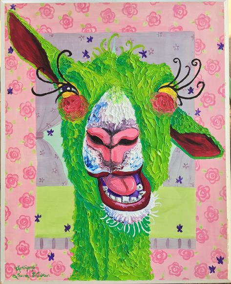 Goat Paintings Easy, Goat Art Illustration, Abstract Goat, Screaming Goat, Painting Sheep, Goat Paintings, Ideas Cuadros, Happy Goat, Goat Art