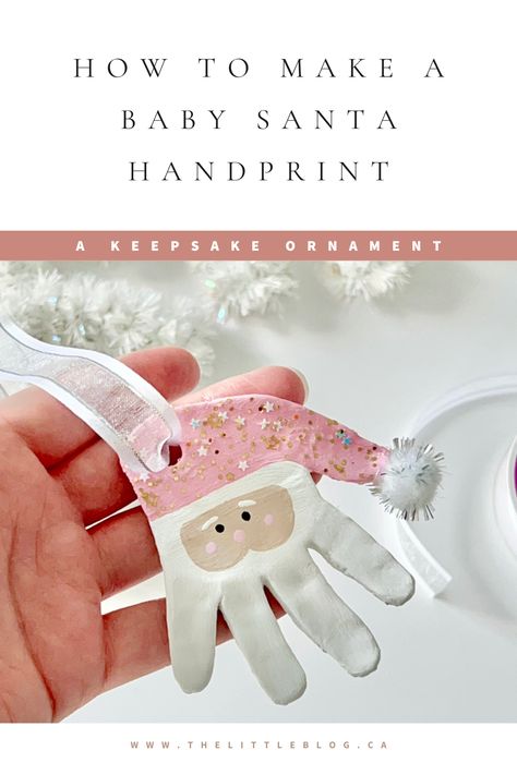 Baby Keepsake Crafts, Santa Handprint Ornament, Santa Handprint, Baby Christmas Crafts, Christmas Ornaments Diy Kids, Ornaments Diy Kids, Baby Crafts Diy, Baby Santa, Handprint Gifts