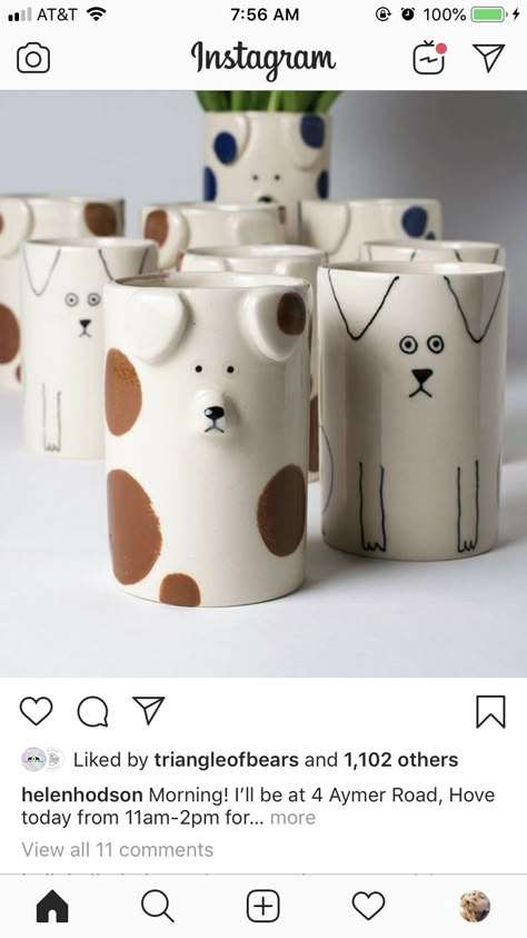 Pottery Dog, Dog Pottery, Pottery Lessons, Pottery Store, Cerámica Ideas, Pottery Workshop, Pottery Handbuilding, Diy Ceramic, Clay Mugs