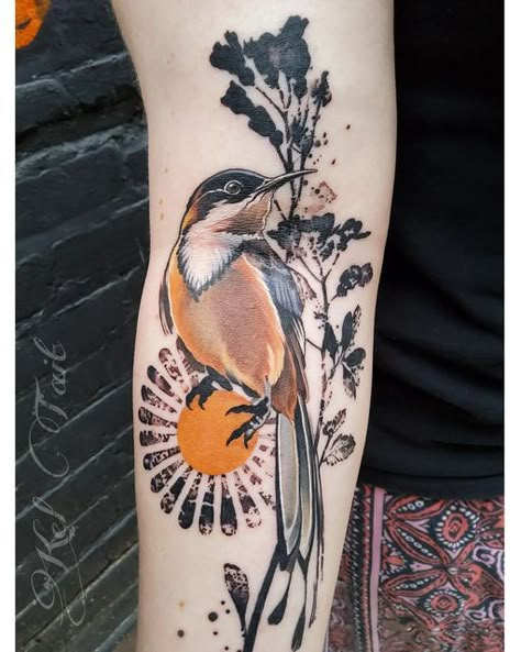 Winter Wren Tattoo, Illustrative Bird Tattoo, Australian Bird Tattoo, Meadowlark Tattoo, Best Bird Tattoos, Eastern Spinebill, Watercolor Bird Tattoo, Tattoo Cover Ups, Believe Tattoos