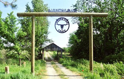 Ranch Arch Entrance, Arch Over Driveway Entrance, Driveway Arch Entrance, Ranch Signs Entrance, Driveway Arch, Split Rail Fencing, Farm Signs Entrance, Property Entrance, Ranch Entrance Ideas