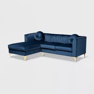 Shop Target for Blue Sofas & Sectionals you will love at great low prices. Free shipping on orders of $35+ or same-day pick-up in store. Blue Velvet Fabric, Tone Legs, Velvet Sectional, Sectional Sofa With Chaise, Navy Blue Velvet, Sofa With Chaise, Baxton Studio, Online Furniture Shopping, Upholstered Sectional