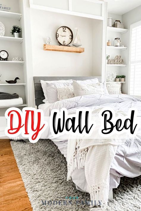 Diy Wall Bed, Cheap Murphy Bed, Diy Murphy Bed Plans, Wall Bed Diy, Murphey Bed, Kid Organization, Building A Wall, Diy Murphy Bed, Murphy Bed Kits