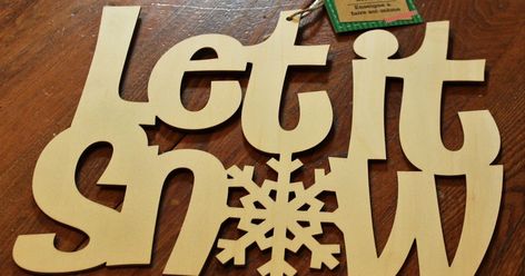 Dollar Tree is really upping their game this year in the holiday  craft department!     I found this unfinished wood "Let It Snow" cut... Christmas Decor Dollar Tree, Christmas Upcycle, Christmas Dollar Tree, Dollar Tree Halloween, Diy Dollar Tree Decor, Dollar Tree Christmas, Dollar Tree Decor, Dollar Tree Diy Crafts, Wooden Cutouts