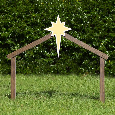 Classic-Outdoor-Nativity-Set-Stable Outdoor Nativity Sets, Ideas Decoracion Navidad, Nativity Scene Diy, Outdoor Nativity Scene, Ward Christmas Party, Nativity Stable, Wooden Nativity, Outdoor Nativity, Christmas Stage