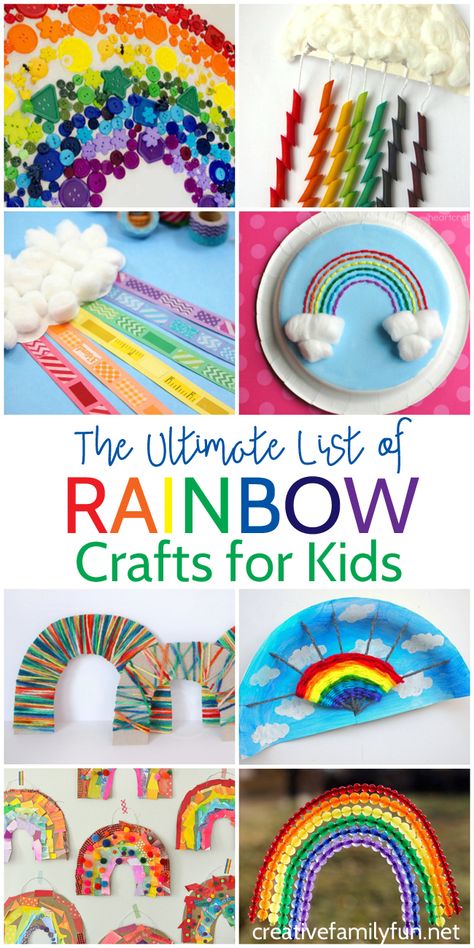 Rainbows! Find all the best crafts in this Ultimate List of Rainbow Crafts for Kids. The ideas are fun, colorful, and easy to make. You'll find so many ideas that you'll love to create. Rainbow Crafts Preschool, Rainbow Crafts For Kids, Preschool Rainbow, Easy Toddler Crafts, Rainbow Activities, Rainbow Yarn, Kids Rainbow, Rainbow Crafts, Crafts For Toddlers