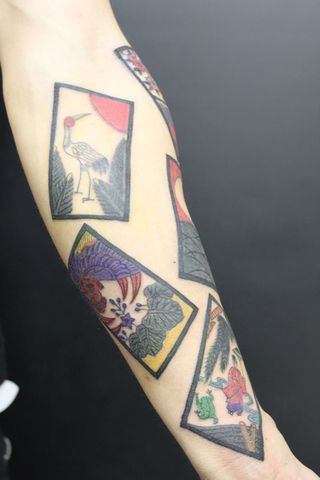 hanafuda tattoos Hanafuda Tattoo, Japan Tattoo, Body Modifications, Body Mods, Art History, Triangle Tattoo, Decks, Geometric Tattoo, Tatting