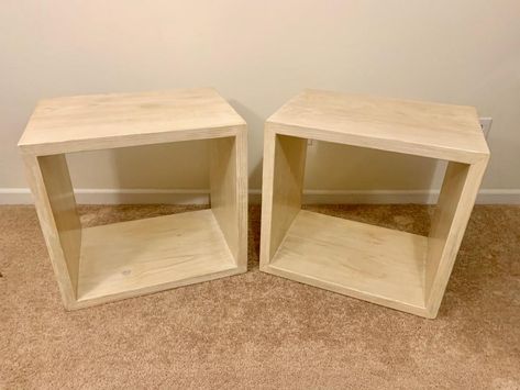 End Table Box, End Table Building Plans, Diy Square End Table, Modern Farmhouse End Tables Living Room, Diy Modern Coffee Table Wood, Diy Folsom Table, Simple End Table, Cube End Table, Square End Tables