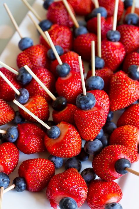 Berry Finger Foods, Berry Excited To Meet You, Berry Sweet Baby Shower Theme Blueberry, Berry Gender Reveal, Strawberry Party Food, Blueberry Skewers, Berry Kabobs, Strawberry Skewers, Blueberry Party