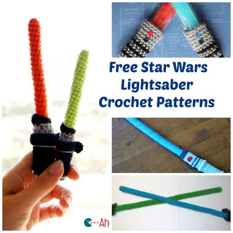 lightsaber-amigurumi-pattern-starwars-free-crochet-geek Star Wars Crochet, Star Wars Crafts, Amigurumi For Beginners, Sabre Laser, Crochet Geek, Star Wars Light Saber, Amigurumi Animals, All Free Crochet, Crochet Stars