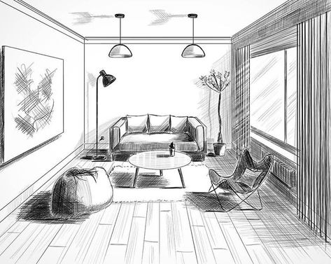 Room Perspective Drawing, Croquis Architecture, Perspective Room, Interior Architecture Sketch, معرض فني, Interior Design Sketchbook, Perspective Sketch, Furniture Design Sketches, Architecture Drawing Plan