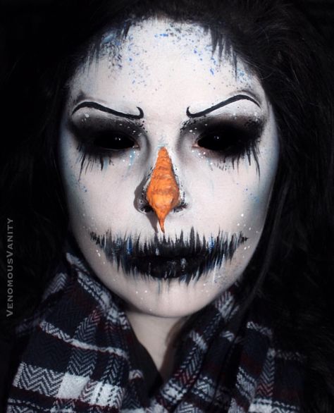 Scary Christmas Makeup, Hallow Makeup, Makeup Teaching, Snowman Makeup, Scary Snowman, Evil Christmas, Horror Christmas, Eyeshadow Designs, Christmas Face Painting