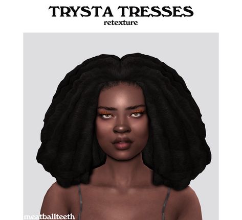 TRYSTA TRESSES RETEXTURE | meatballteeth on Patreon Sims 4 Short Hair Cc Maxis Match, Afro Hair Sims 4 Cc, Sims 4 Afro Hair, Sims 4 Curly Hair, Sims 4 Black Hair, Sims 4 Traits, Sims 4 Game Mods, Sims 4 Body Mods, Sims 4 Cc Folder