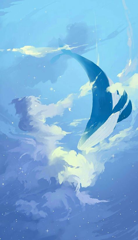 Seni Dan Kraf, Whale Art, Pretty Backgrounds, Fantasy Art Landscapes, 판타지 아트, Dreamy Art, Pretty Wallpapers Backgrounds, Anime Scenery Wallpaper, Cute Wallpaper Backgrounds