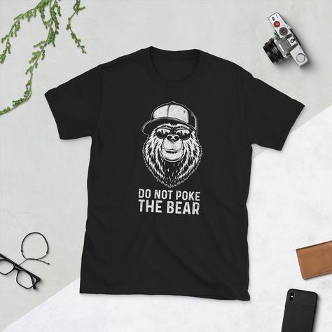 "Cool Grizzly Bear With Hat Funny Bear Spirit Animal Lover Cool Bear Apparel by Vintage Wild Animals Do Not Poke The Bear vintage cool grizzly bear with a hat graphic tee for bear lovers or wild animals enthusiasts who are fans of this large grisley bear, legendary, epic creature that appears Kodiak bear, Kamchatka bear or California bear Grab this bear lover artwork graphic for lovers of these wild creatures. Perfect for wild animals and forest lovers. Ideal design to Celebrate International Be Grisley Bear, Lover Artwork, Bear Spirit Animal, Bear Spirit, Papa Bear Shirt, Kodiak Bear, Poke The Bear, Funny Husband, California Bear