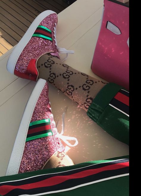 Gucci Ace glitter sneakers Gucci Glitter Sneakers, Glitter Sneakers, Gucci Shoes, Street Style, Glitter, Gucci, Boots, Sneakers