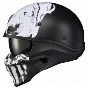 Scorpion-CovertX_Marauder(Side) Moter Cycle Helmets Aesthetic, Motorbike Helmet Cover, Motorcycle Helmet Aesthetic, Yamaha Stryker, Skull Motorcycle Helmet, Moto Helmet, Motorcycle Helmets Half, Open Face Motorcycle Helmets, Mask Style