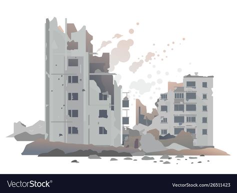 Destroy City Drawing, How To Draw Destroyed Buildings, Destroyed Buildings Art, Ruined City Drawing, Ruined Buildings Drawing, Building Background Drawing, Abandoned Building Drawing, Destroyed City Art, Destroyed Building Drawing