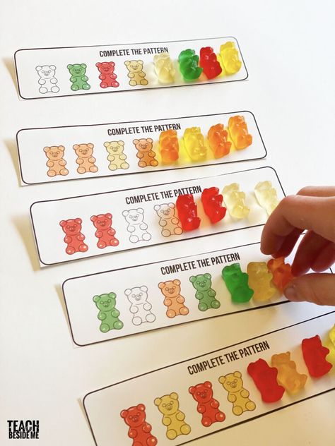 Candy Math Activities, Gummy Bear Pattern, Blank Bar Graph, Candy Math, Bears Preschool, Pattern Cards, Teddy Grahams, Stem Lab, Math Patterns