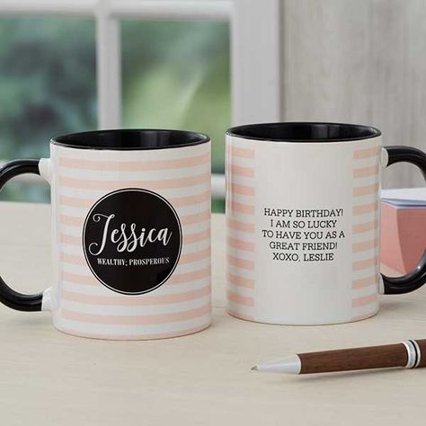 Meaning Of Your Name, Personalization Mall, Bday Gift, Lucky To Have You, Glass Coffee Mugs, Personalized Coffee Mugs, Birthday Mug, Name Meaning, Personalized Glass