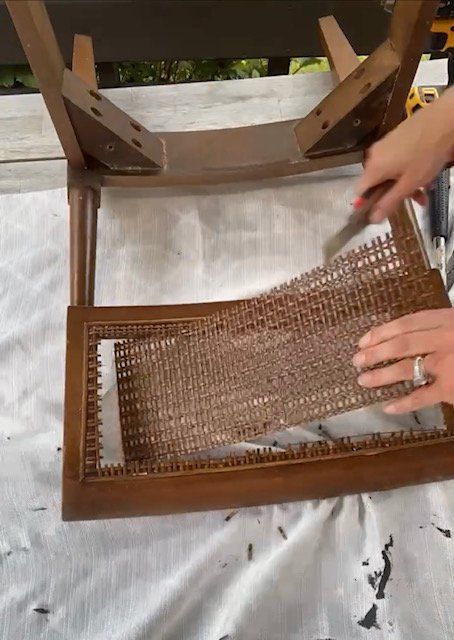 How to Remove and Replace Cane Webbing – Love Living Here Cane Webbing, Greenhouse Gardening, Small Flat, Furniture Redo, Redo Furniture, Decor Idea, Drill Bits, Woodworking, Furniture