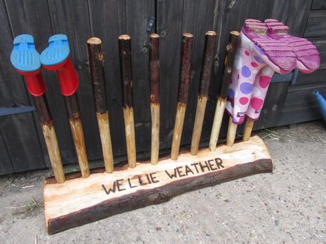 Welly Boot Rack - Arbtalk.co.uk | Discussion Forum for Arborists Diy Boot Rack, Boot Rack, Boot Storage, Mud Rooms, Garden Tool Storage, Wellies Boots, Outdoor Classroom, Wood Storage, Diy Hacks