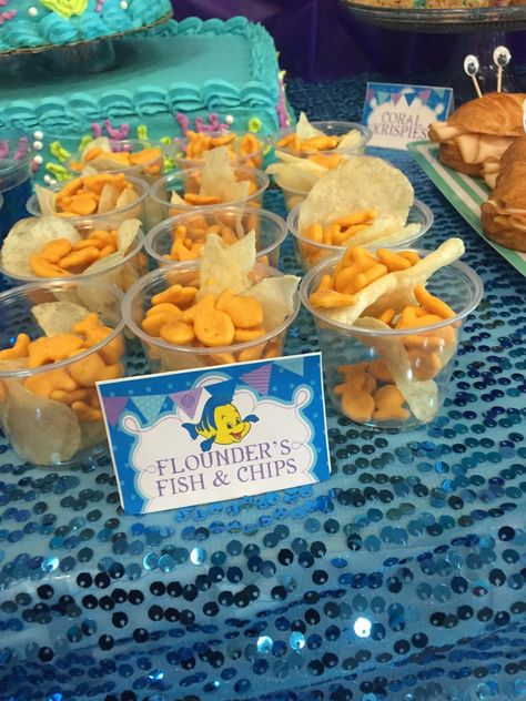 Little Mermaid Snack Ideas, Little Mermaid Party Food, Mermaid Snacks Parties Food, Mermaid Party Food, Theme Snack, Ariel Party, Ariel Birthday Party, Party Food Themes, Birthday Snacks