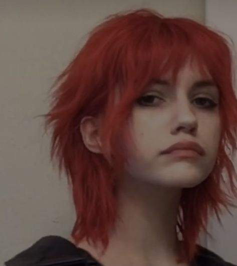 Orange Grunge Hair, Red Jellyfish Haircut, Shaggy Emo Hair, Red Mullet Hair, Hair Inspo Color Short, Level 9 Blonde, Orange Hair Short, Lightening Hair, Non Binary Haircuts