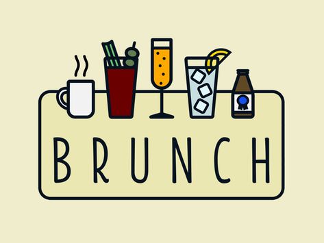 Brunch Logo Design, Brunch Logo, Brunch Drinks, Bottomless Brunch, Drinks Logo, Show And Tell, Creative Professional, Icon Design, Global Community