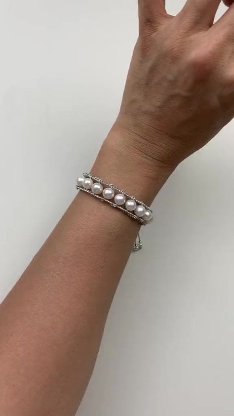 3.6K views · 123 reactions | Original handmade pearl bracelet , like a ladder #usa #jewelry #pearl #bracelet #foryou #fyp #tiktok #facebook #reels #viral #video #shorts #art | Pearlie Hry | Pearlie Hry · Original audio Usa Jewelry, A Ladder, Jewelry Pearl, Viral Video, Facebook Reels, Pearl Bracelet, Macrame, Audio, Bracelet