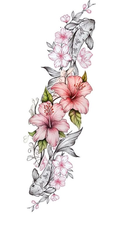 Forearm Tattoo Women Drawing, Koi Fish With Cherry Blossom, Thigh Sleeve Tattoo, Kpop Tattoo Ideas, Piercings For Women, Kpop Tattoo, Cute Shoulder Tattoos, Classy Tattoos For Women, Unique Half Sleeve Tattoos