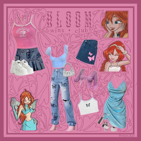 Bloom Inspired Outfits Winx Club, Winx Club Outfits, Winx Fashion, Reference Clothing, Winx Aesthetic, Descendants Oc, Winx Bloom, Cartoon Ideas, Bloom Winx