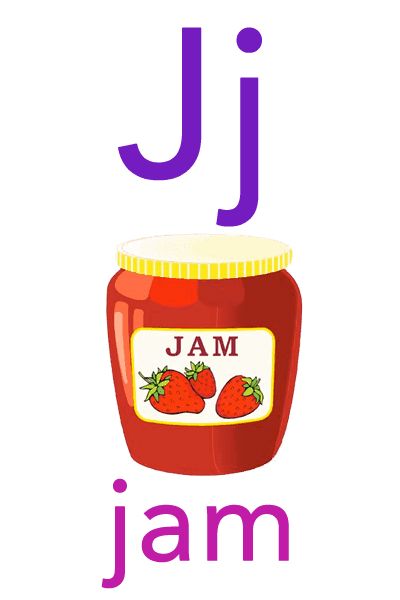 Baby ABC Flashcard - J for jam Alphabet Word Wall Cards, Abc Flashcards Printable, Alphabet Flash Cards Printable, Free Flashcards, Learn Abc, Flashcards For Toddlers, Phonics Flashcards, Abc Flashcards, Alphabet Words