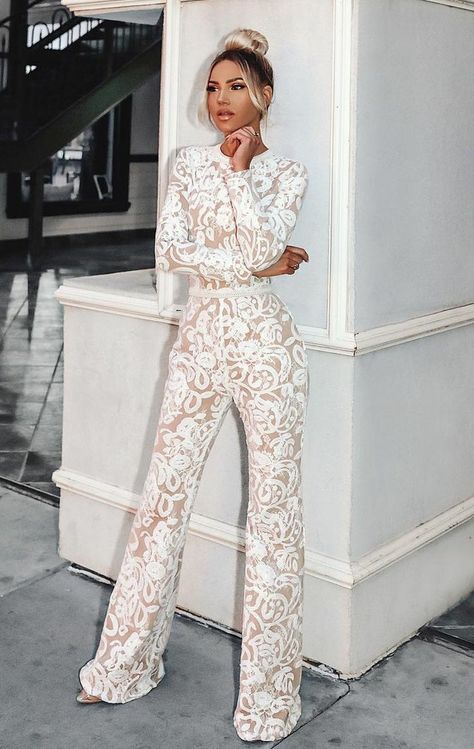 Classy affairs Celebrity Jumpsuit, Reception Jumpsuit, Bandage Jumpsuits, Colorful Jumpsuit, Wedding Jumpsuit, Lace Jumpsuit, White Jumpsuit, Long Sleeve Jumpsuit, Look Chic