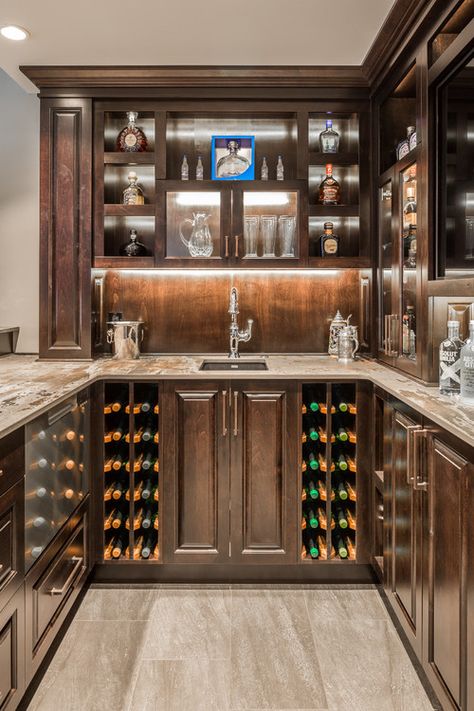 Wood Wet Bar, Bar Set Up Ideas, Bar Backsplash Ideas, Bar Counter Design Home, Wet Bar Backsplash, Transitional Great Room, Building A Home Bar, All Wood Furniture, Home Bar Ideas