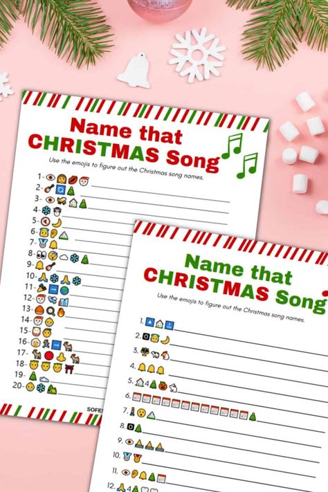 Name That Christmas Tune Emoji Game Christmas Emoji Game, Name That Tune Game, Christmas Song Games, Games For Christmas, Christmas Movie Trivia, Christmas Games To Play, Guess The Emoji, Christmas Emoji, Emoji Christmas