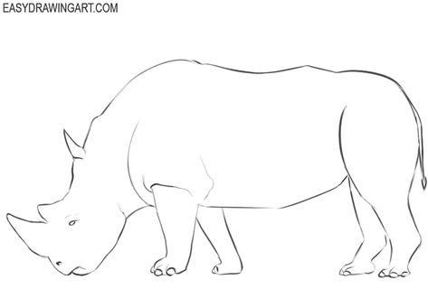 How to Draw a Rhinoceros | Easy Drawing Art Rhino Drawing Simple, Rhinoceros Drawing, Very Simple Drawing, Simple Animals, Very Easy Drawing, White Rhinoceros, Beer Club, Stained Glass Patterns Free, Start Drawing